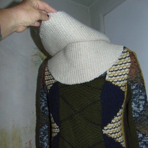 Anthropologie Charlie & Robin Cardigan Patch Knit S Chunky Cottage Cabin Core - Picture 5 of 14